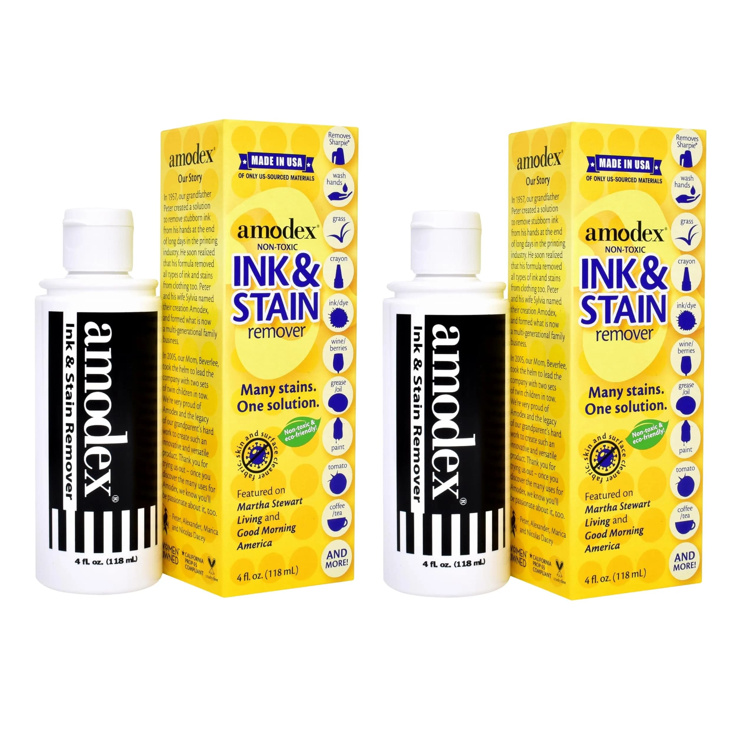 Amodex Ink & Stain Remover 30ml (1 Fl Oz) | Tough Stain Removal for Fabrics, Skin & Surfaces — 4 Fl Oz