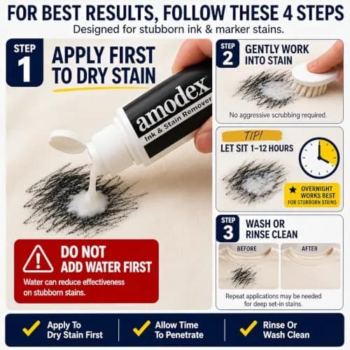 Amodex Ink & Stain Remover for Clothes, Leather and Skin 236.58 ml (2 x 4 Fl Oz) | Gentle & Powerful for Ink, Grease, Wine, and More thumbnail 3