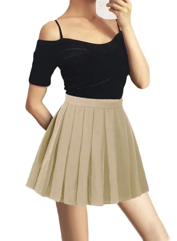 Beautifulfashionlife Women`s Summer Plus Size Kilt Pleated Dress with Side Zipper (4XL, Khaki) | Wrinkle-Resistant, High Waist, Casual & Cosplay thumbnail 7