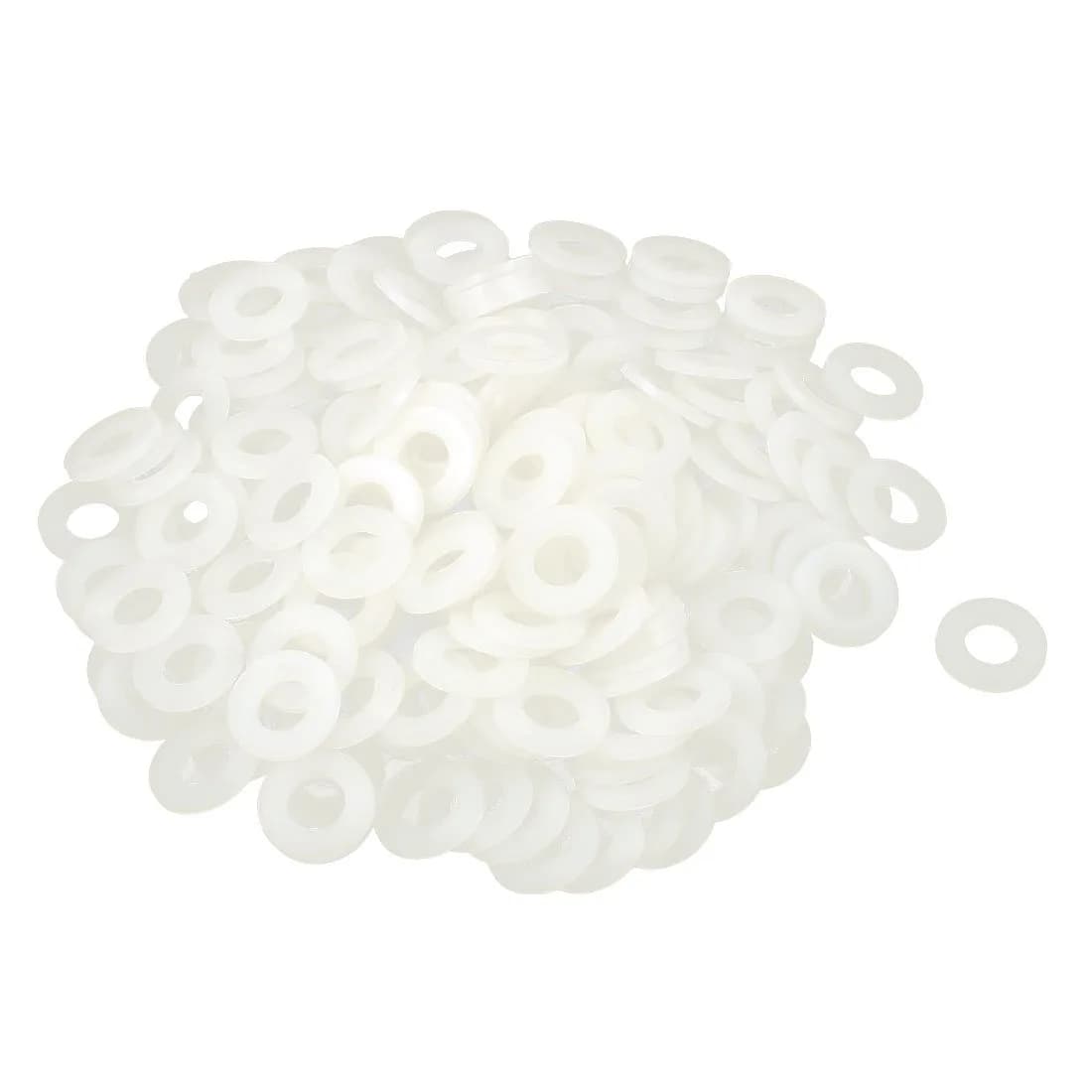 uxcell Nylon Flat Washers 7mm OD x 3mm ID x 1mm Thickness Clear | Pack of 100 — White