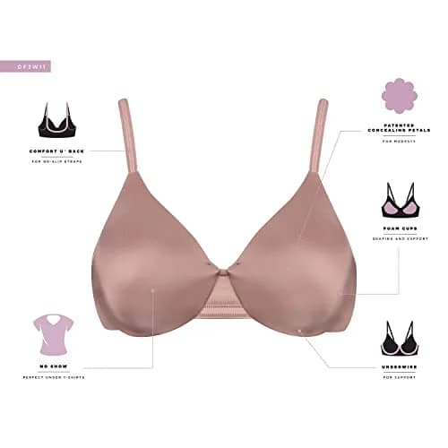 Bali Women's Underwire Bra 36B | Full Coverage, Seamless Support, Black thumbnail 7