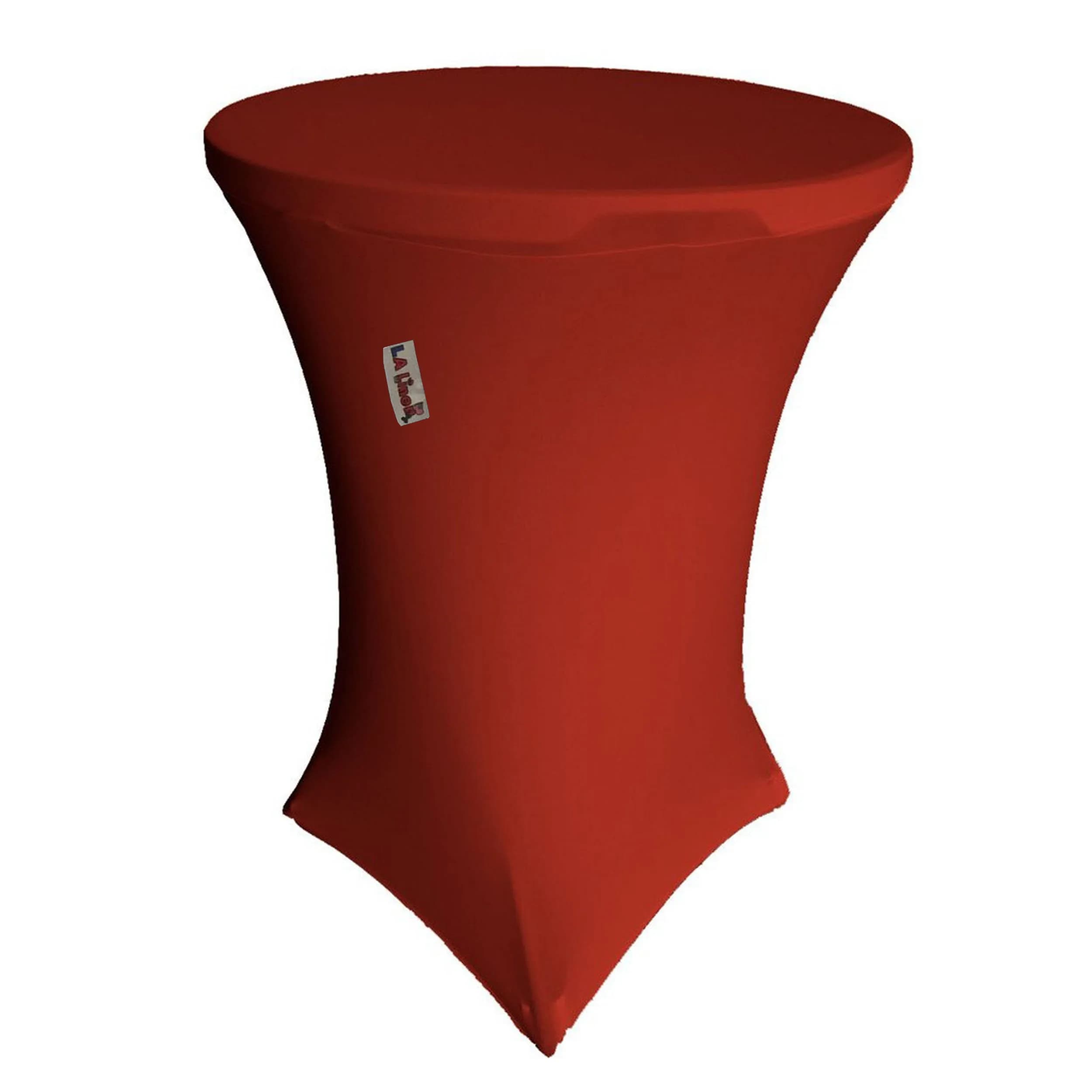 LA Linen 32 Inch Round by 42 Inch High Spandex Cover for Cocktail Highboy Table, Red | Wrinkle-Resistant Durable Tablecloth