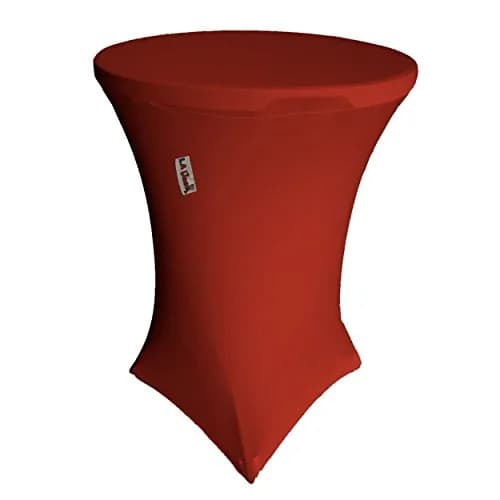 LA Linen 32 Inch Round by 42 Inch High Spandex Cover for Cocktail Highboy Table, Red | Wrinkle-Resistant Durable Tablecloth thumbnail 1