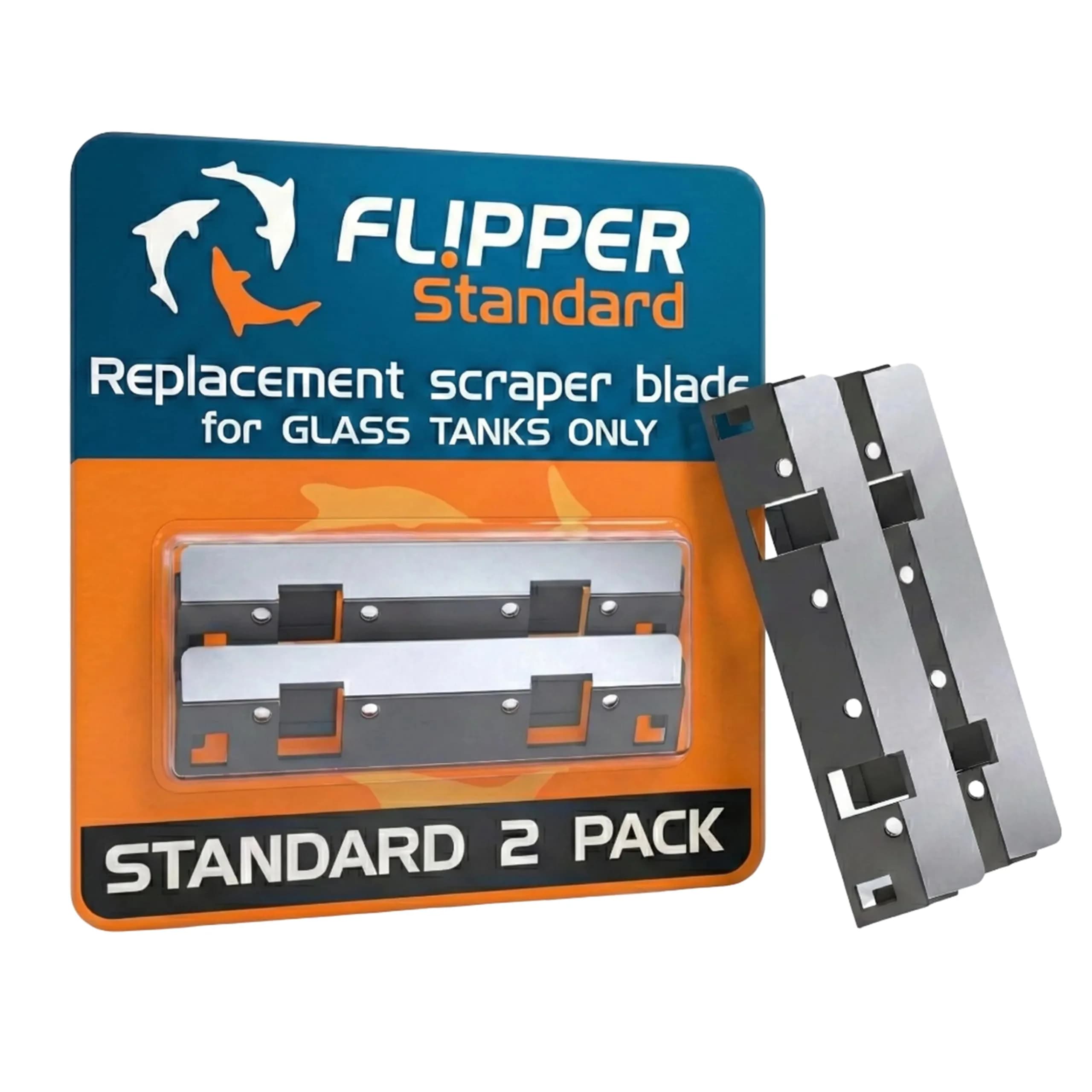 FL!PPER Aquarium Algae Scraper Blades 2 Pack | Stainless Steel Replacement for Glass Tanks ¼”–½”