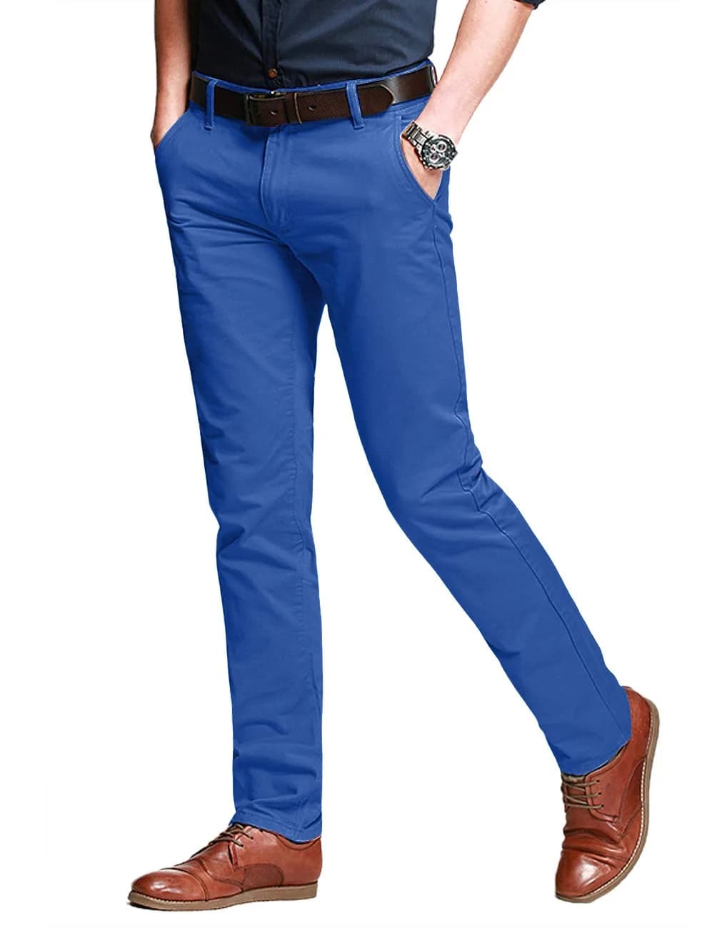Match Men's Regular Fit Comfort Stretch Casual Chino Pants (Indigo, 34) | All-Day Comfort & Style — Indigo