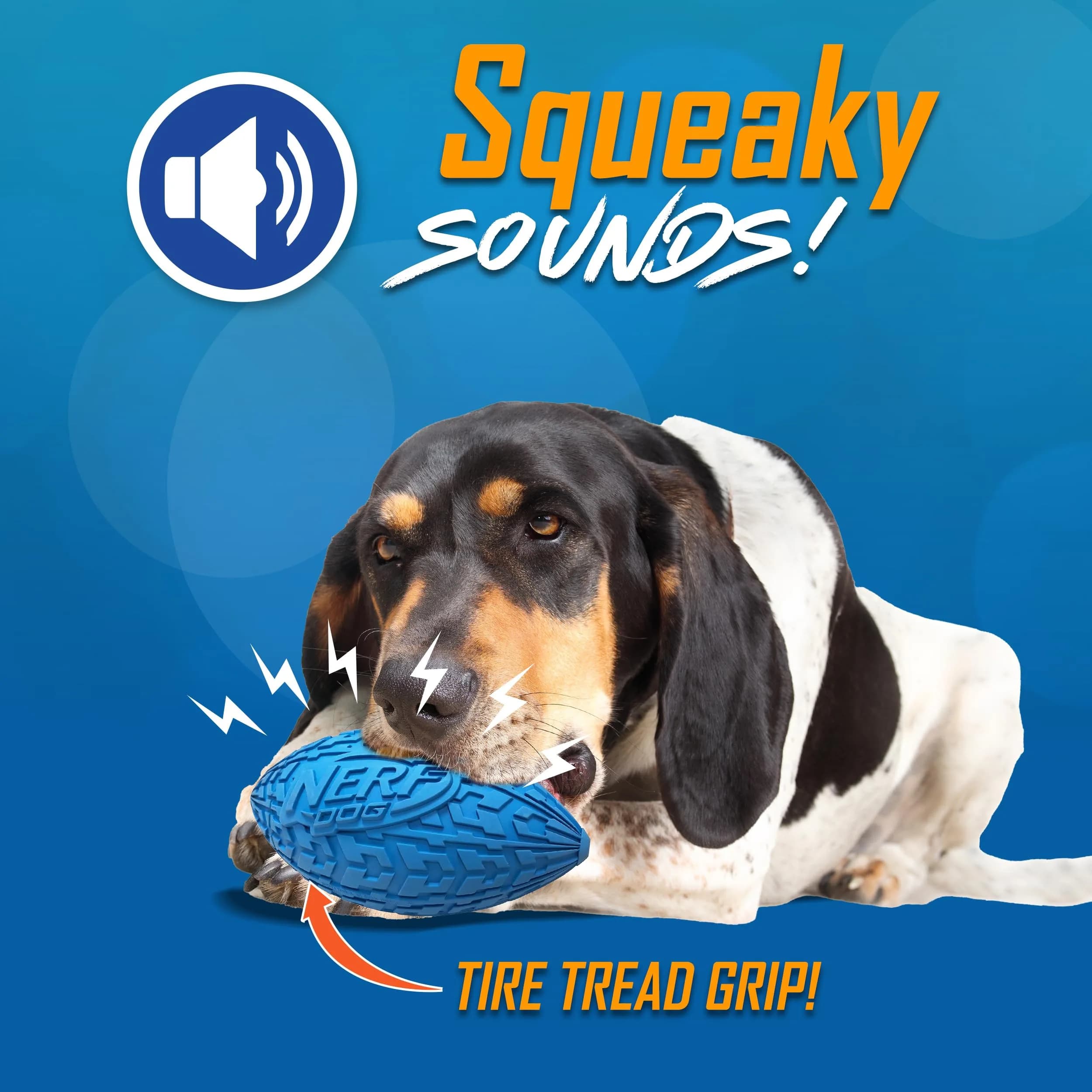 Nerf Dog Tire Squeak Football 15cm (6 Inch) | Durable Outdoor Dog Toy for Medium & Large Breeds - view 2