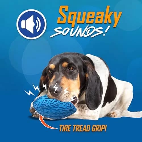Nerf Dog Tire Squeak Football 15cm (6 Inch) | Durable Outdoor Dog Toy for Medium & Large Breeds thumbnail 2