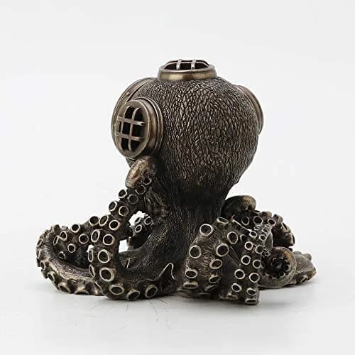 Veronese Design Steampunk Octopus Diving Bell Clock 5.2 Inch | Bronze Resin Art thumbnail 4