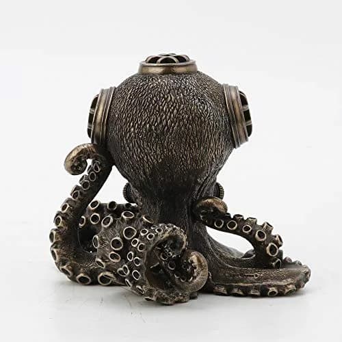 Veronese Design Steampunk Octopus Diving Bell Clock 5.2 Inch | Bronze Resin Art thumbnail 5