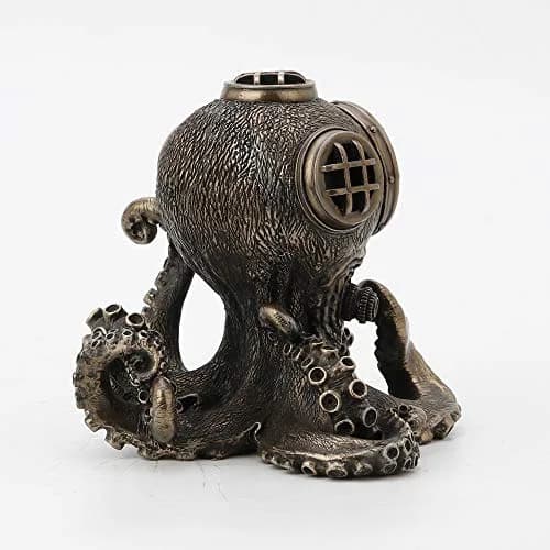 Veronese Design Steampunk Octopus Diving Bell Clock 5.2 Inch | Bronze Resin Art thumbnail 6