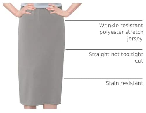 BABY O Women's Basic Modest 26" Below the Knee Length Stretch Knit Straight Skirt (Gray - 6) | Wrinkle & Stain Resistant, Perfect for Travel thumbnail 4