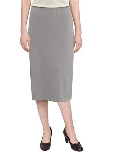 BABY O Women's Basic Modest 26" Below the Knee Length Stretch Knit Straight Skirt (Gray - 6) | Wrinkle & Stain Resistant, Perfect for Travel thumbnail 3