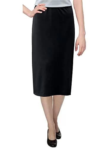 BABY O Women's Basic Modest 26" Below The Knee Length Straight Skirt (Black - 14) | Wrinkle-Resistant, Comfortable Fit thumbnail 1