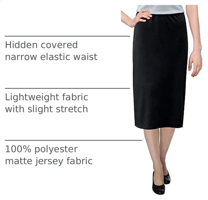 BABY O Women's Basic Modest 26" Below The Knee Length Straight Skirt (Black - 14) | Wrinkle-Resistant, Comfortable Fit thumbnail 5