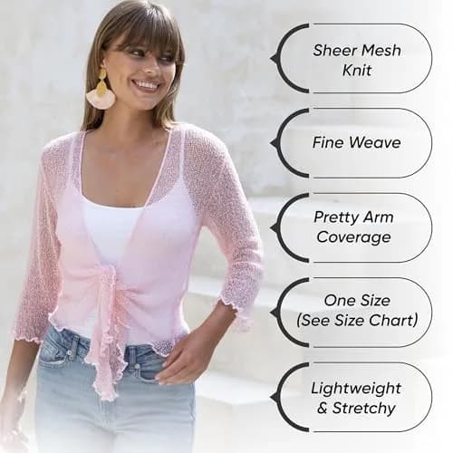 Back From Bali Sheer Shrug Cardigan Mesh Knit Navy | Versatile, Lightweight & Travel-Ready thumbnail 6