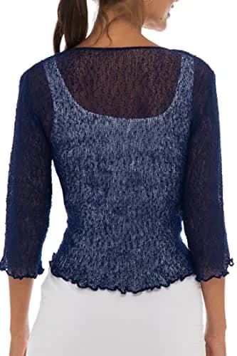 Back From Bali Sheer Shrug Cardigan Mesh Knit Navy | Versatile, Lightweight & Travel-Ready thumbnail 2