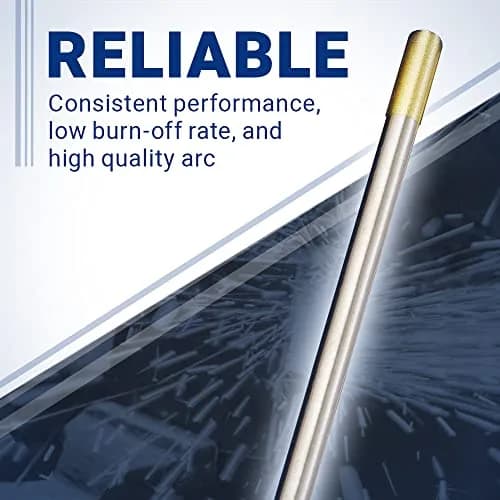 Midwest Tungsten Service Gold 1/8" TIG Tungsten Electrodes 10-Pack | Reliable Arc-Striking & Low Burn-Off thumbnail 5