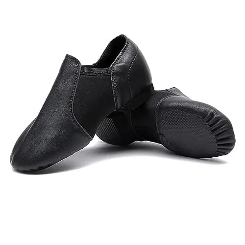 MSMAX Leather Slip-on Jazz Dance Shoes for Girls and Boys Black | Flexible, Breathable & Supportive (70-120 chars) thumbnail 1
