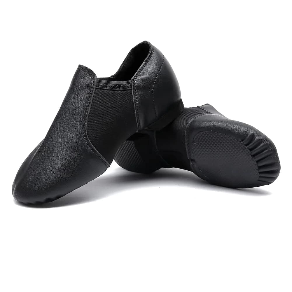 MSMAX Leather Slip-on Jazz Dance Shoes for Girls and Boys Black | Flexible, Breathable & Classic Design (70-120 chars)