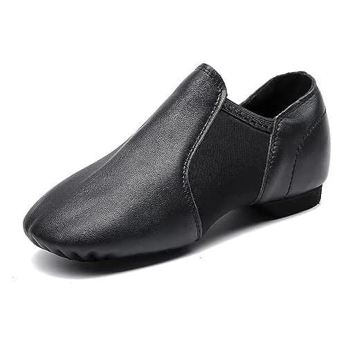 MSMAX Leather Slip-on Jazz Dance Shoes for Girls and Boys Black | Flexible, Breathable & Classic Design (70-120 chars) thumbnail 4