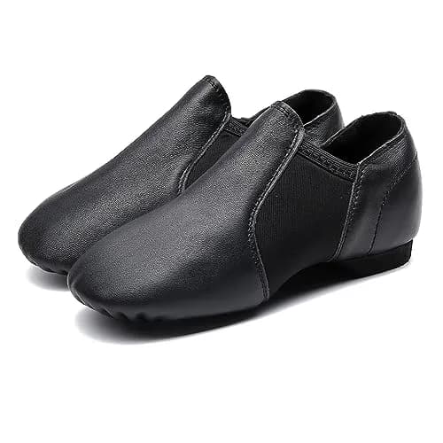 MSMAX Leather Slip-on Jazz Dance Shoes for Girls and Boys Black | Flexible, Breathable & Classic Design (70-120 chars) thumbnail 6