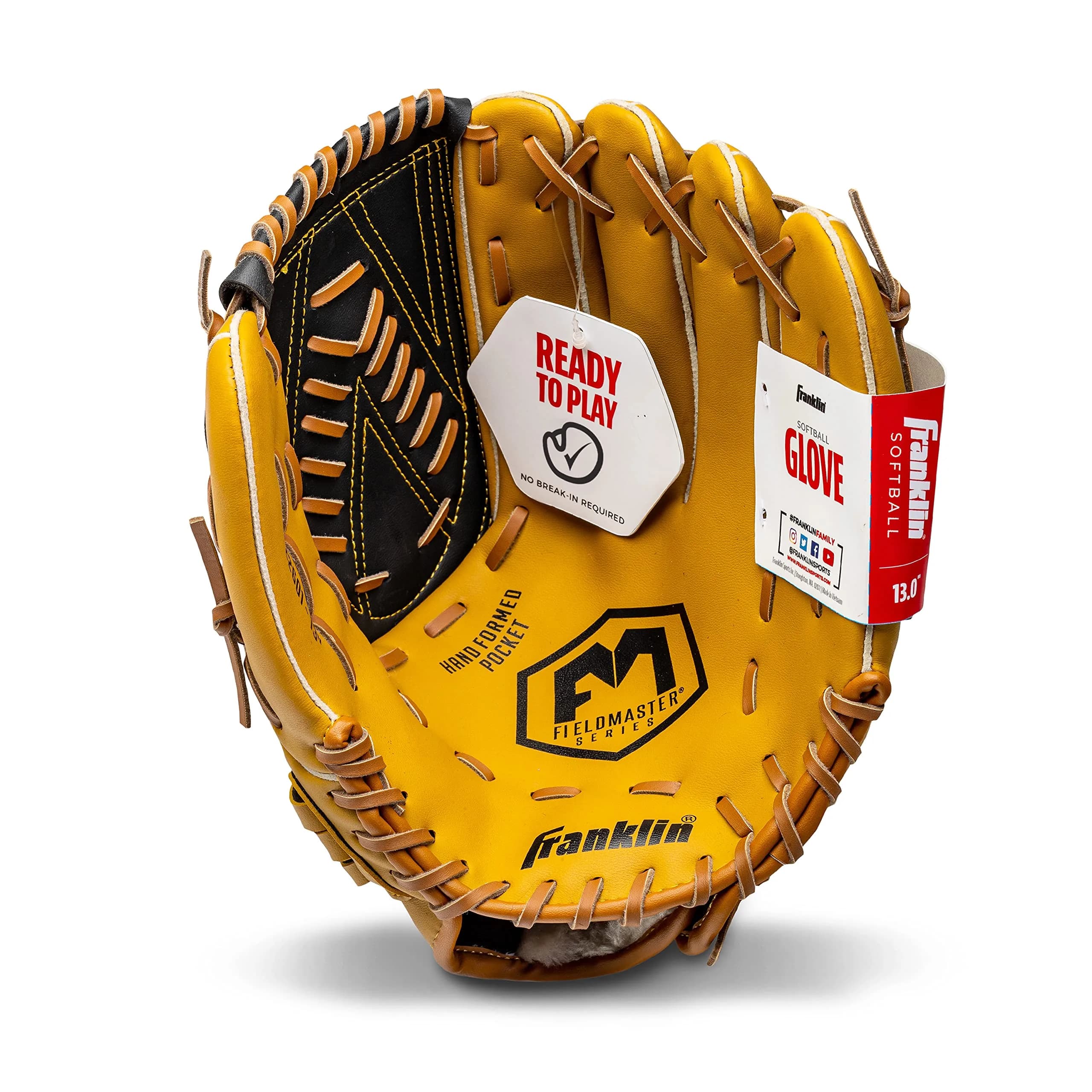 Franklin Sports Field Master Baseball Glove 13" (33.02 cm) | Right Hand Throw Outfielder's Mitt - view 8