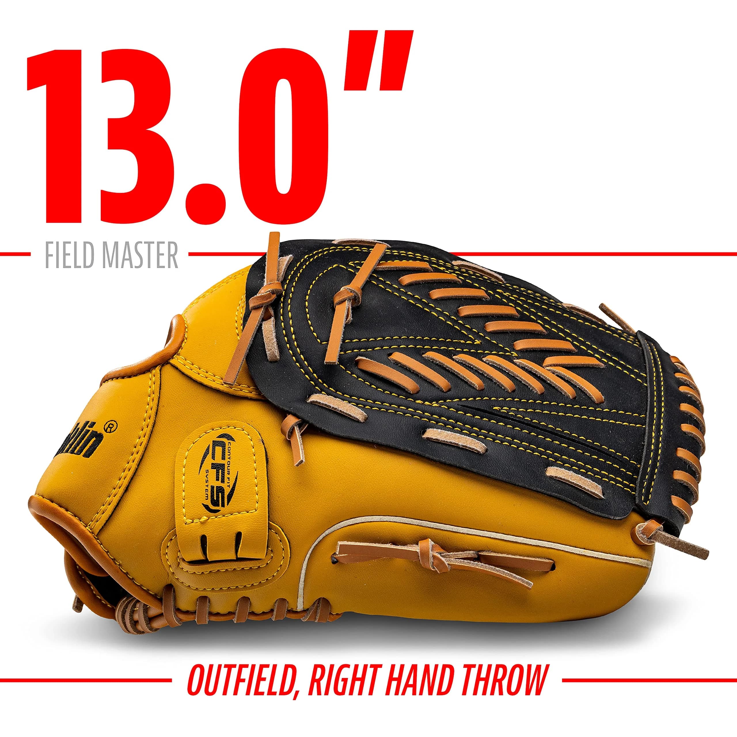 Franklin Sports Field Master Baseball Glove 13" (33.02 cm) | Right Hand Throw Outfielder's Mitt - view 3