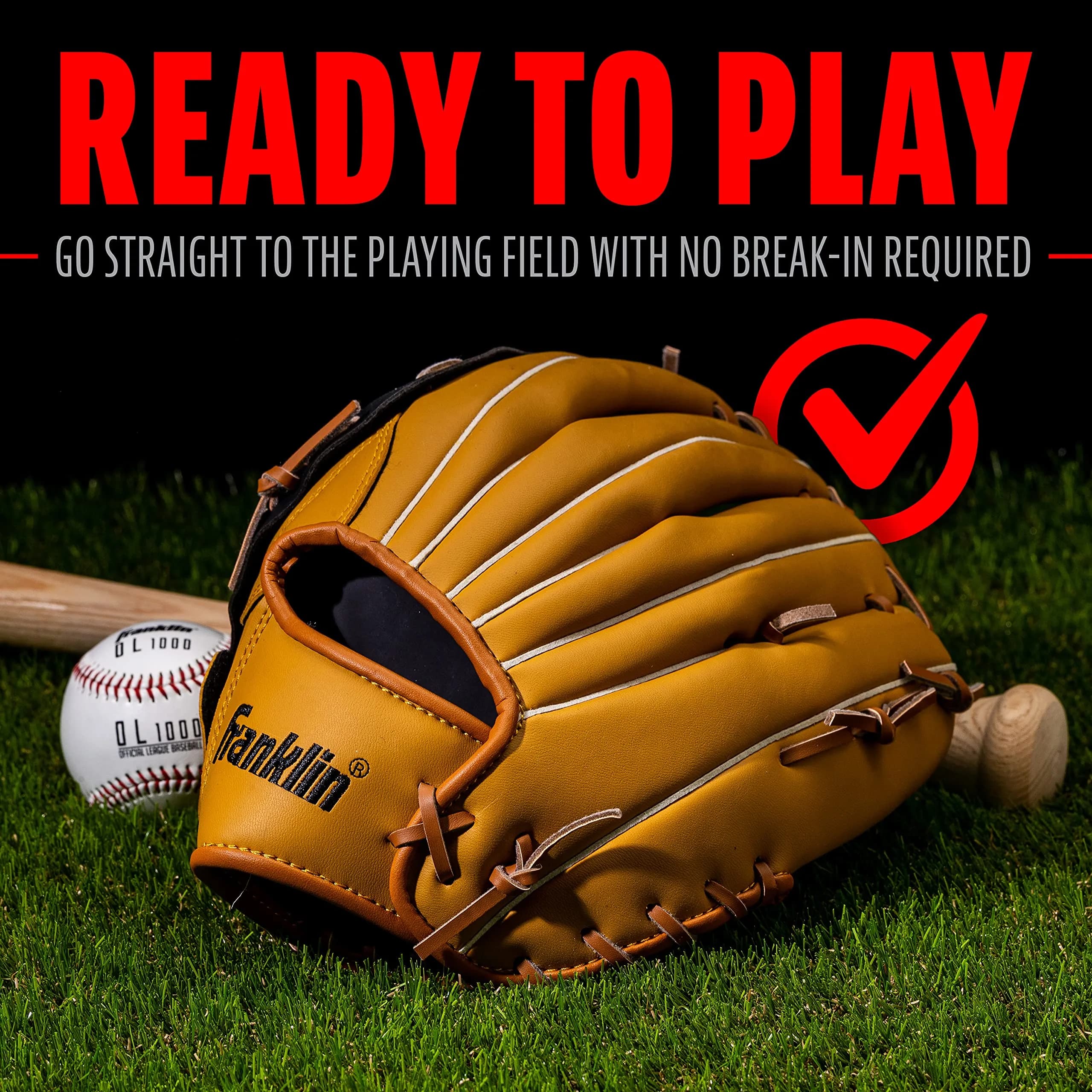 Franklin Sports Field Master Baseball Glove 14 inch (35.56 cm) | Left Hand Throw - view 6