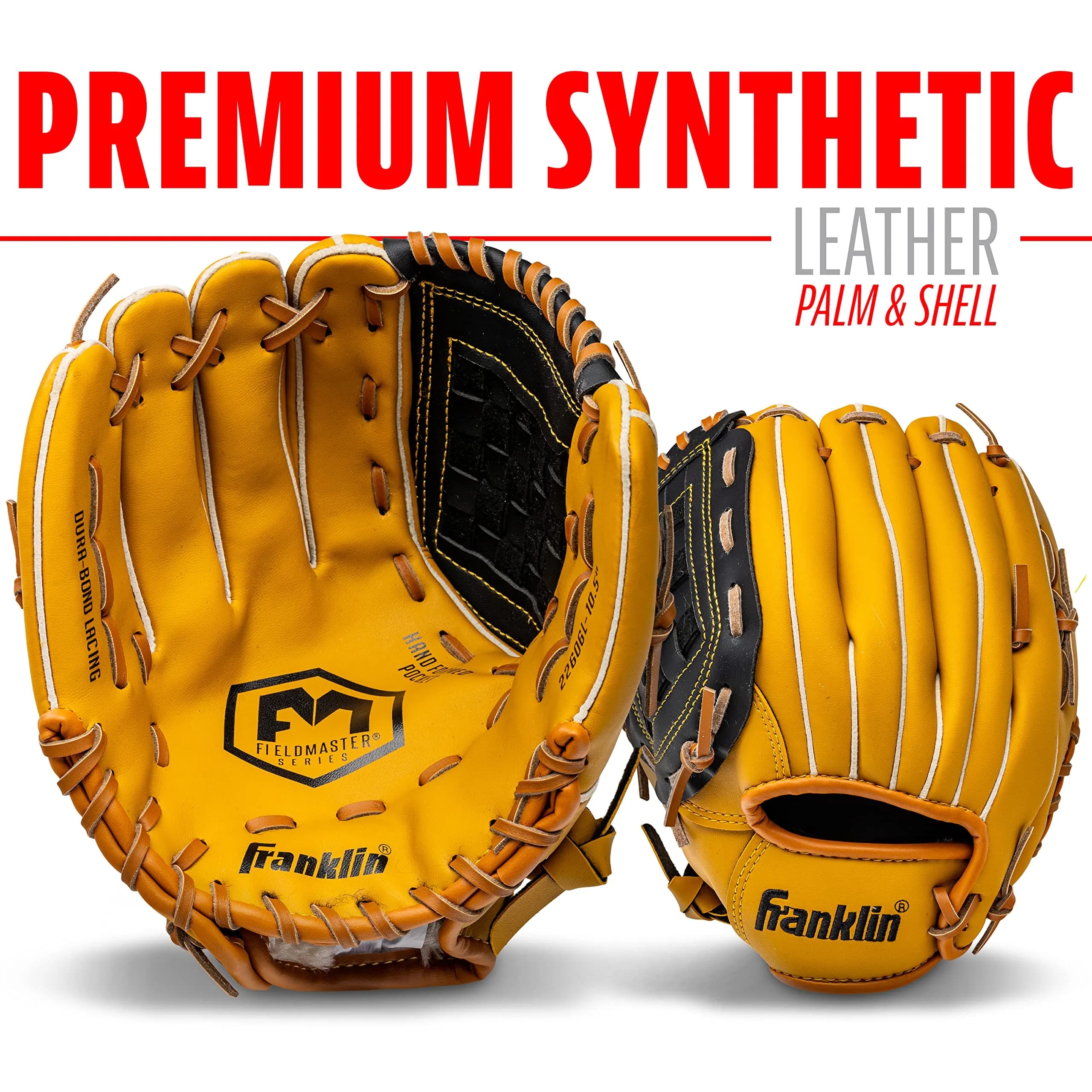 Franklin Sports Field Master Baseball Glove 12" (30.5 cm) | Right Hand Throw Outfielder's Mitt - view 4