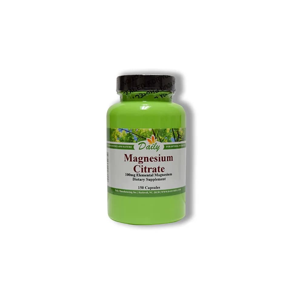 Daily Manufacturing Magnesium Citrate 150 Vegetarian Capsules | 100 mg Elemental Magnesium Per Capsule