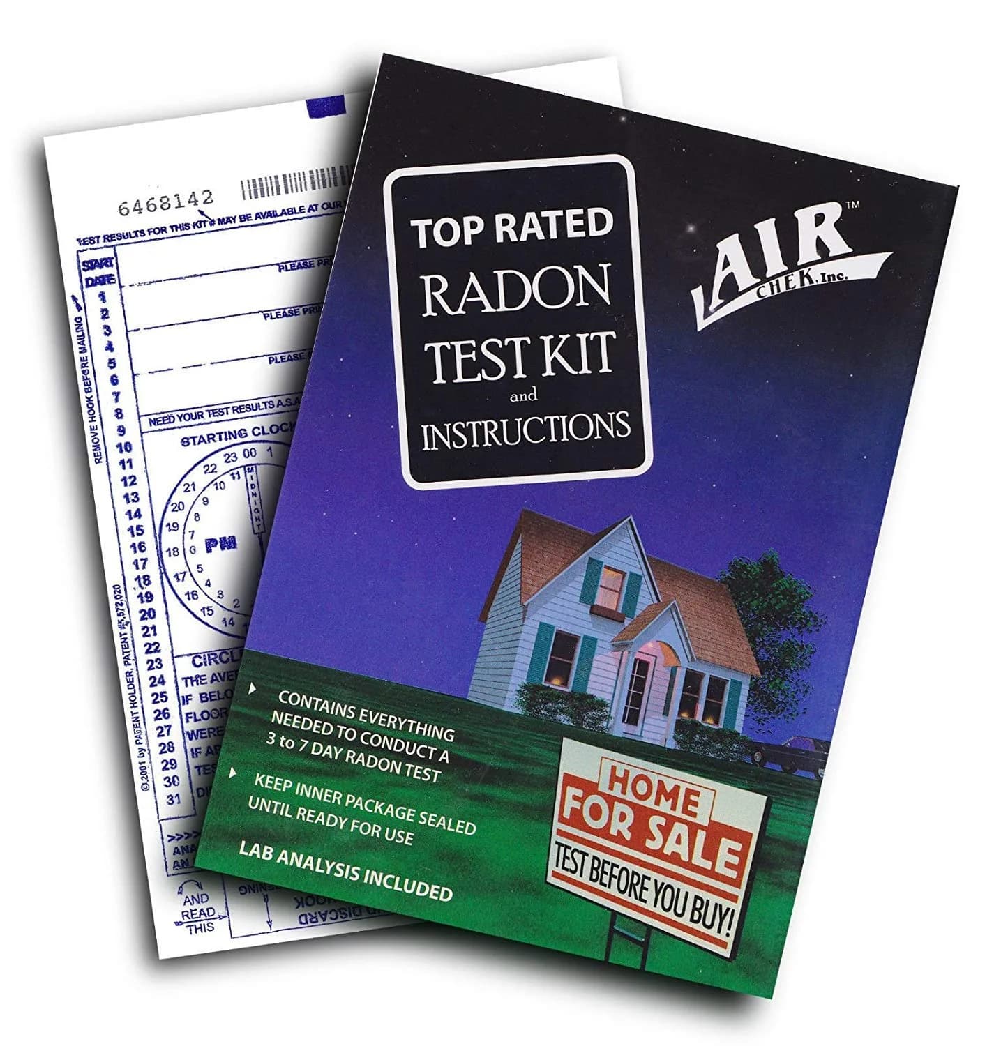 AirChek 43237-2 Charcoal Radon Test Kit 1 Pack | Test Your Home's Radon Levels - main product image