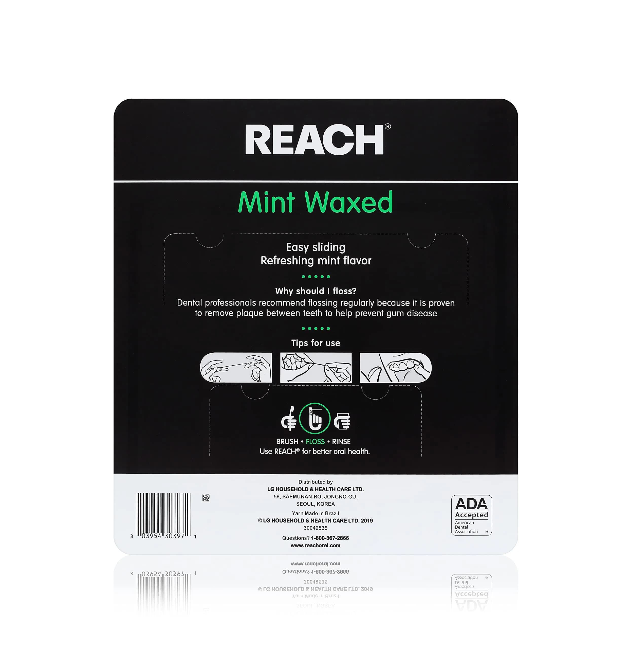 REACH Waxed Mint Dental Floss - 165 Foot Single Pack | Shred Resistant, PFAS-Free - view 4