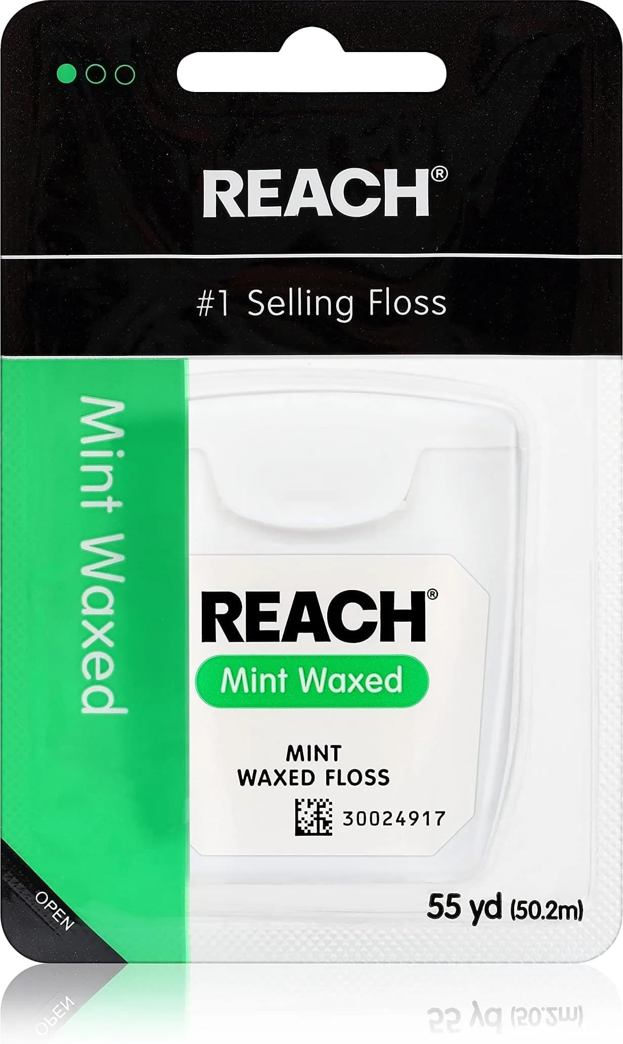 REACH Waxed Mint Dental Floss (495 ft / 165 yd Total) | Shred Resistant, PFAS-Free, Dentist Recommended — Mint / 165 Foot