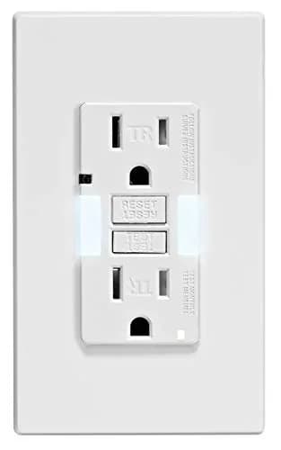 Leviton GFCI Outlet with Guidelight, 15 Amp, Self Test, Tamper-Resistant, White | Replaces Plugged-in Night Light thumbnail 1
