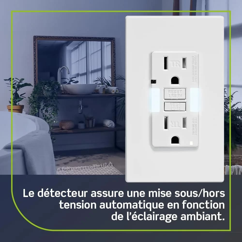 Leviton GFCI Outlet with Guidelight, 15 Amp, Self Test, Tamper-Resistant, White | Replaces Plugged-in Night Light - view 6
