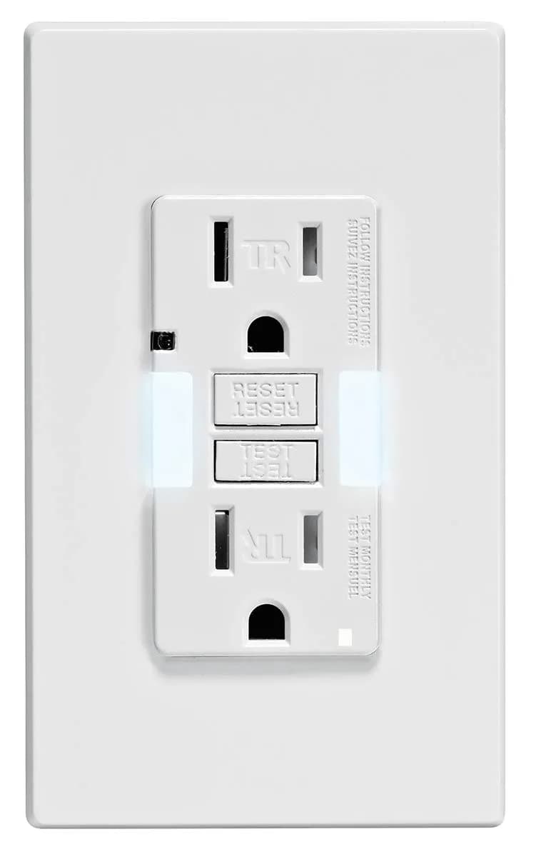 Leviton GFCI Outlet with Guidelight, 15 Amp, Self Test, Tamper-Resistant, White | Replaces Plugged-in Night Light