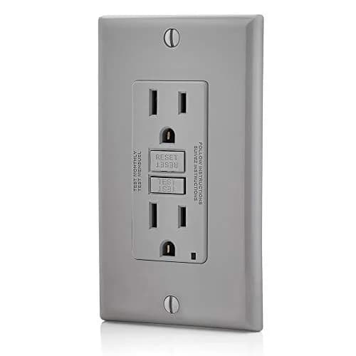 Leviton GFCI Outlet 15 Amp Self Test Non Tamper-Resistant GFNT1-GY Gray | Safety First Electrical Outlet thumbnail 4