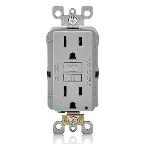 Leviton GFCI Outlet 15 Amp Self Test Non Tamper-Resistant GFNT1-GY Gray | Safety First Electrical Outlet thumbnail 1