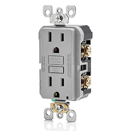 Leviton GFCI Outlet 15 Amp Self Test Non Tamper-Resistant GFNT1-GY Gray | Safety First Electrical Outlet thumbnail 2