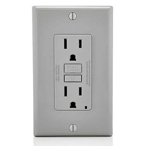 Leviton GFCI Outlet 15 Amp Self Test Non Tamper-Resistant GFNT1-GY Gray | Safety First Electrical Outlet thumbnail 3