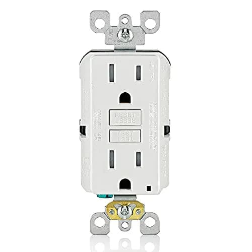 Leviton GFCI Outlet 15 Amp White 125V (4.59 cm L x 7.79 cm W x 12.09 cm H) | Self-Testing Ground Fault Protection thumbnail 1
