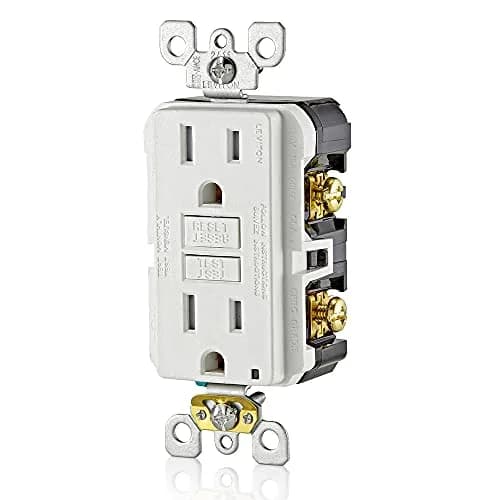 Leviton GFCI Outlet 15 Amp White 125V (4.59 cm L x 7.79 cm W x 12.09 cm H) | Self-Testing Ground Fault Protection thumbnail 2