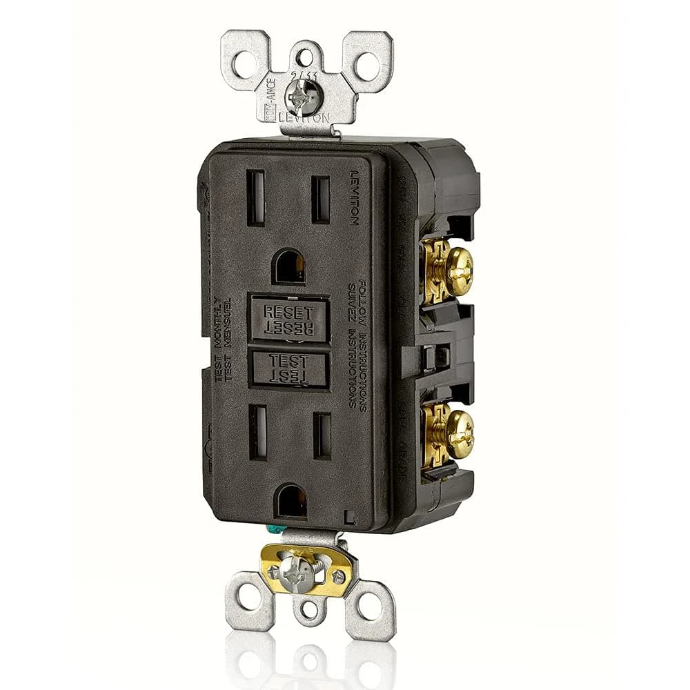 Leviton GFCI Outlet GFTR1, 15 Amp, Self-Test, Tamper-Resistant, Brown | Safety from Electric Shock & Electrocution - view 2