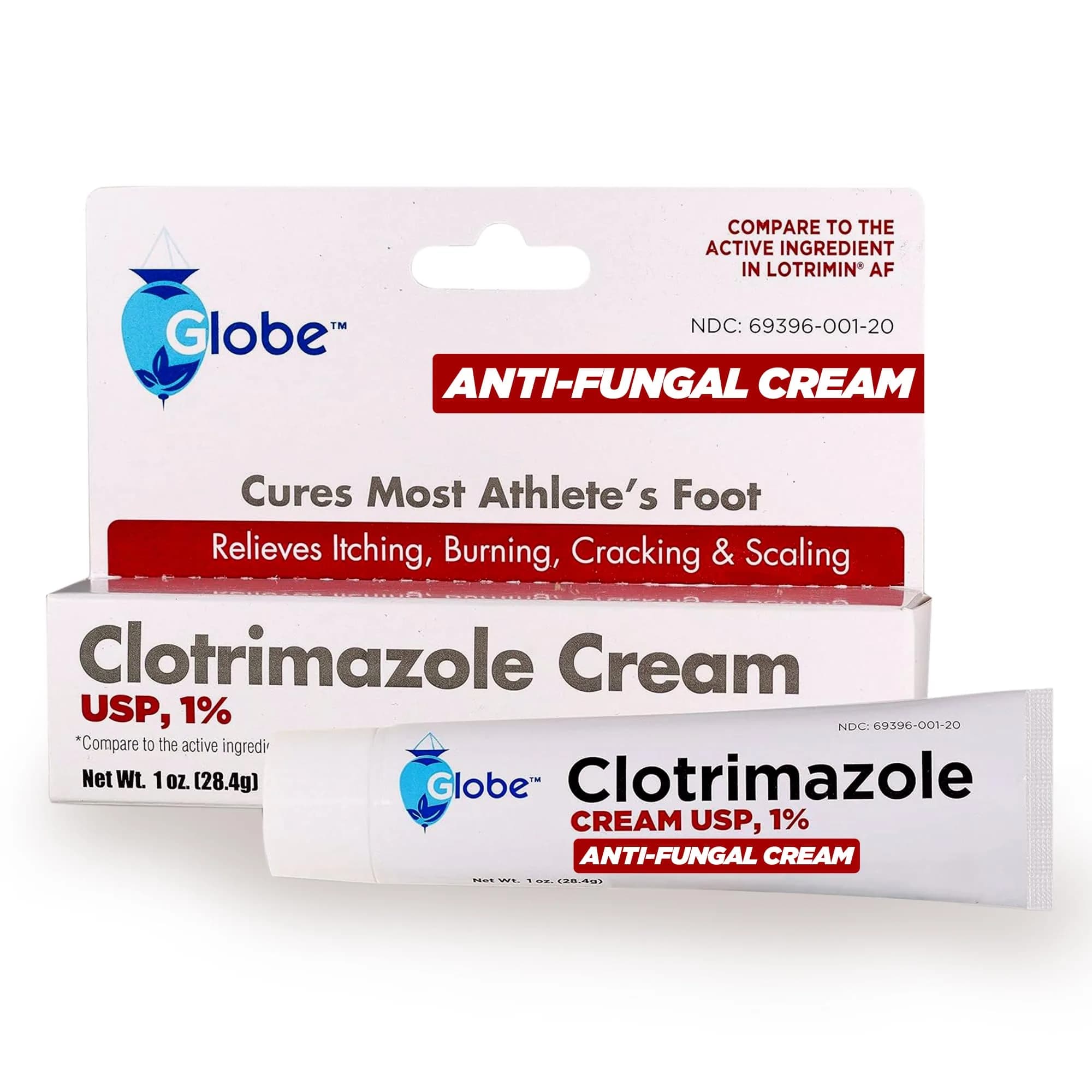 Globe Pharmacy Clotrimazole Cream 1% Antifungal Treatment 28.35 g (1 oz) | Relieves Itching, Burning, Scaling - main product image