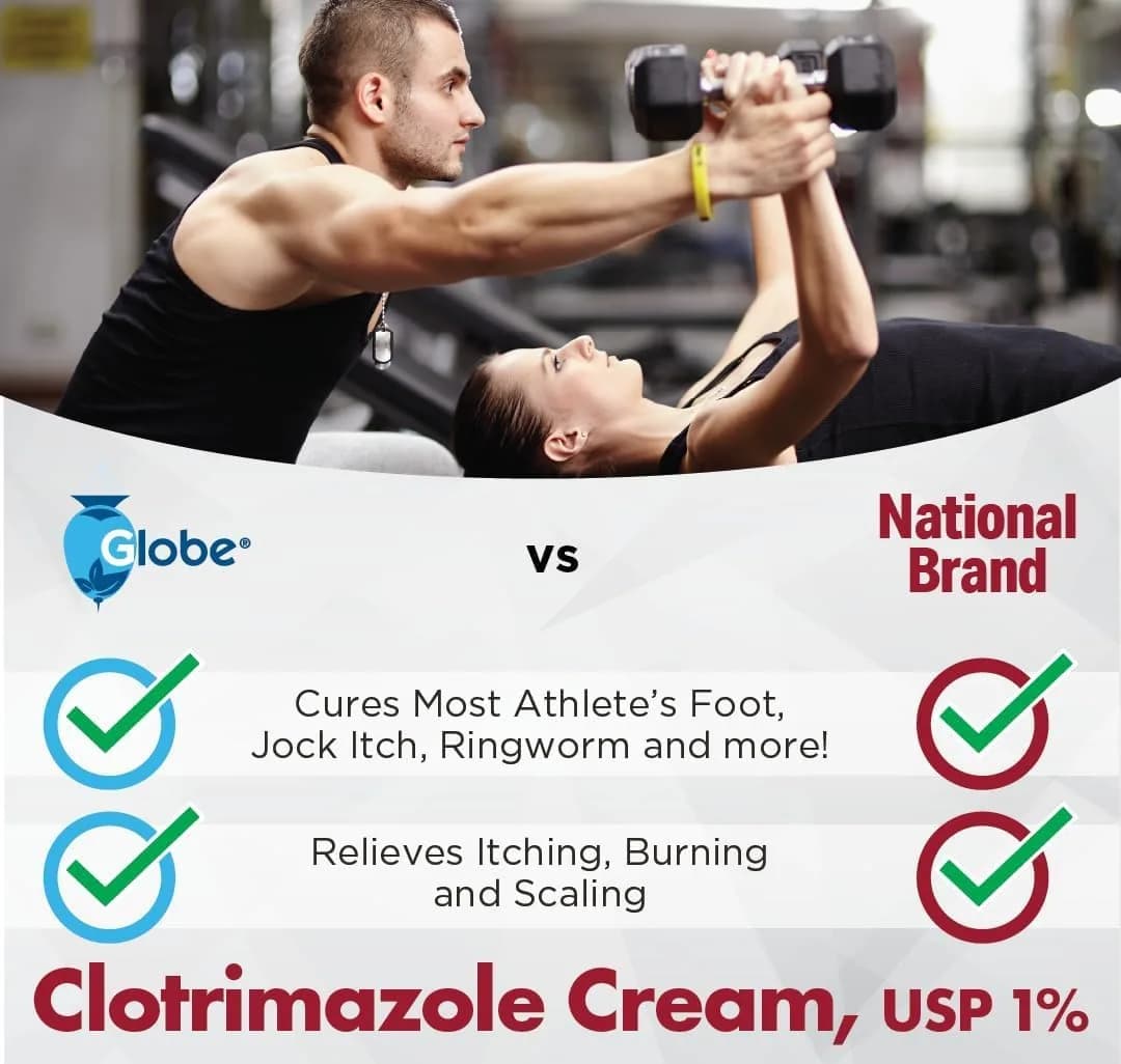 Globe Pharmacy Clotrimazole Cream 1% Antifungal Treatment 28.35 g (1 oz) | Relieves Itching, Burning, Scaling - view 3