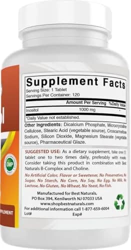Best Naturals Inositol 1000mg 120 Tablets | Vitamin B8 Supplement for Liver Detox & Cell Communication thumbnail 6