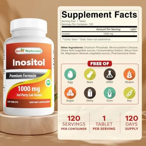 Best Naturals Inositol 1000mg 120 Tablets | Vitamin B8 Supplement for Liver Detox & Cell Communication thumbnail 2