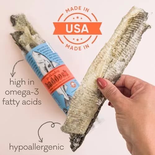 Polkadog Crunchy Haddock Skins Dog Treats | Single Ingredient, 2oz | Omega-3 Rich, Natural Fish Snack thumbnail 3