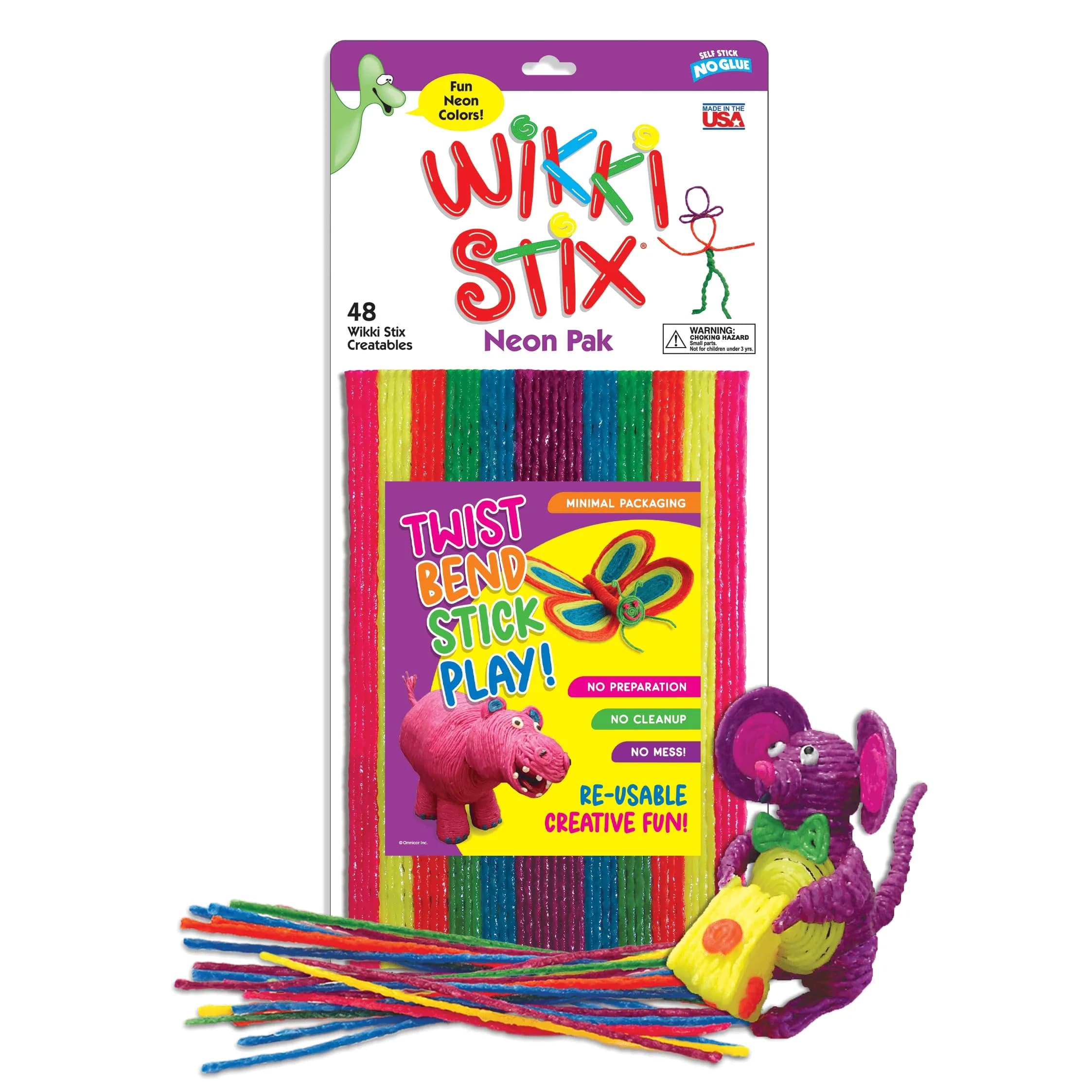 Wikki Stix Arts and Crafts for Kids Triple Play Pack, 144 Count | Non-Toxic Waxed Yarn for Creative Play - view 2