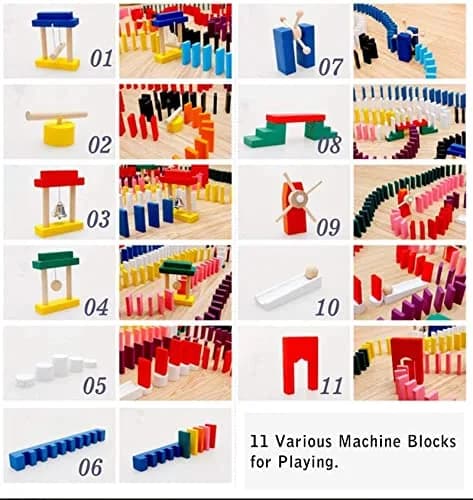 Lewo 1000 PCS Wooden Dominoes Set for Kids | 1000 Pieces (3600 Pieces Total) thumbnail 4